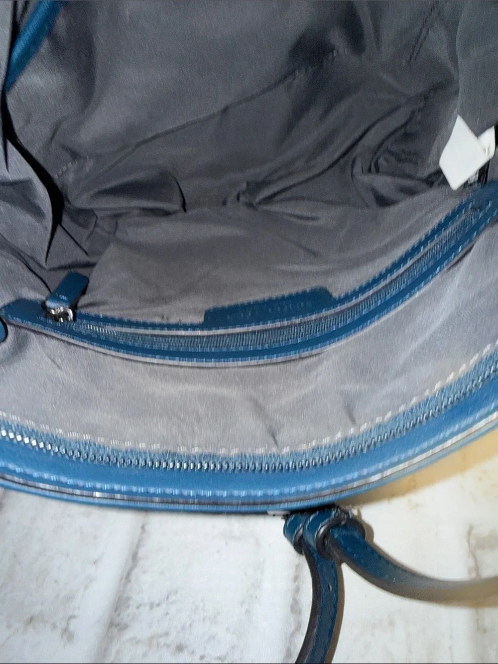 Blue Leather Crossbody Bag with Front Zippers